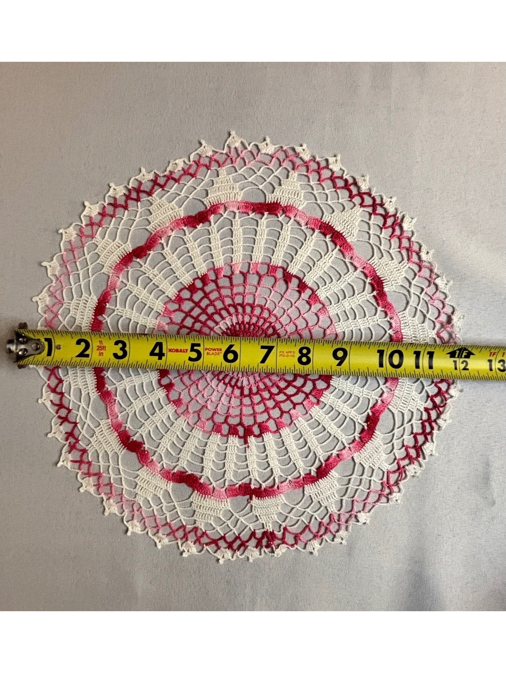 Set of 2 Vintage Crocheted Doilies, 12" Pink Variegated Round Cottagecore Lace - Picture 8 of 8